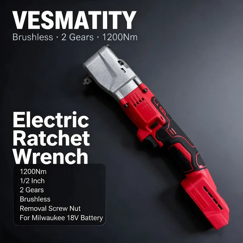 Electric Ratchet Wrench 1200Nm 1/2 Inch Brushless Cordless Driver Removal Screw Nut Power Tools For Milwaukee 18V Battery
