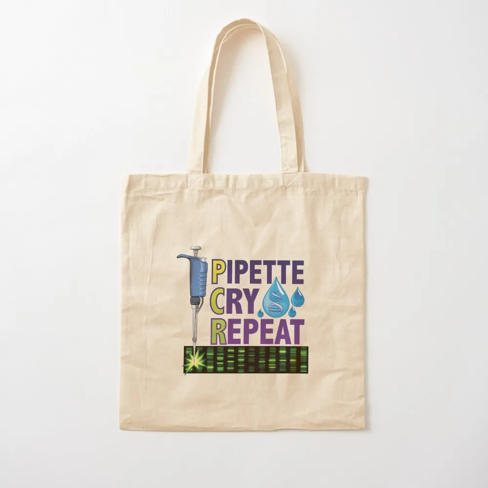 

Pipette Cry Repeat PCR Design for DNA Biotechnology Lab Scientists Version 2 Tote Bag handbag Canvas Tote Bag