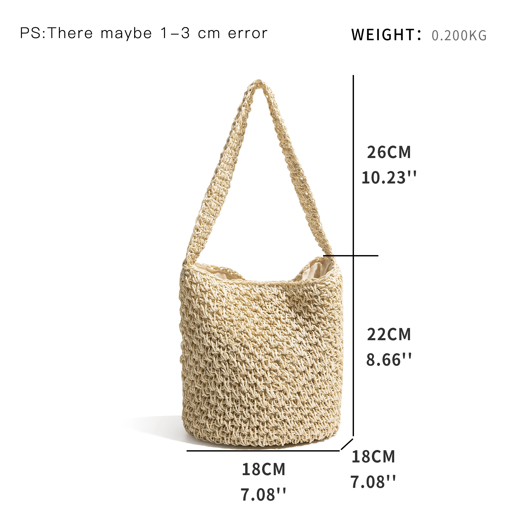 MABULA Summer Beach Straw Bag for Women Bucket Tote Handbag Large capacity Solid Color Exquisite Hand Woven Hobo Shoulder Bag