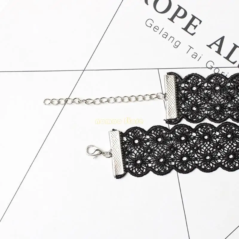 31bf goth pizzo girocollo gotico gamba nera nera loop sexy gamba gamba giarrettiera anelli larghi collare girocollo
