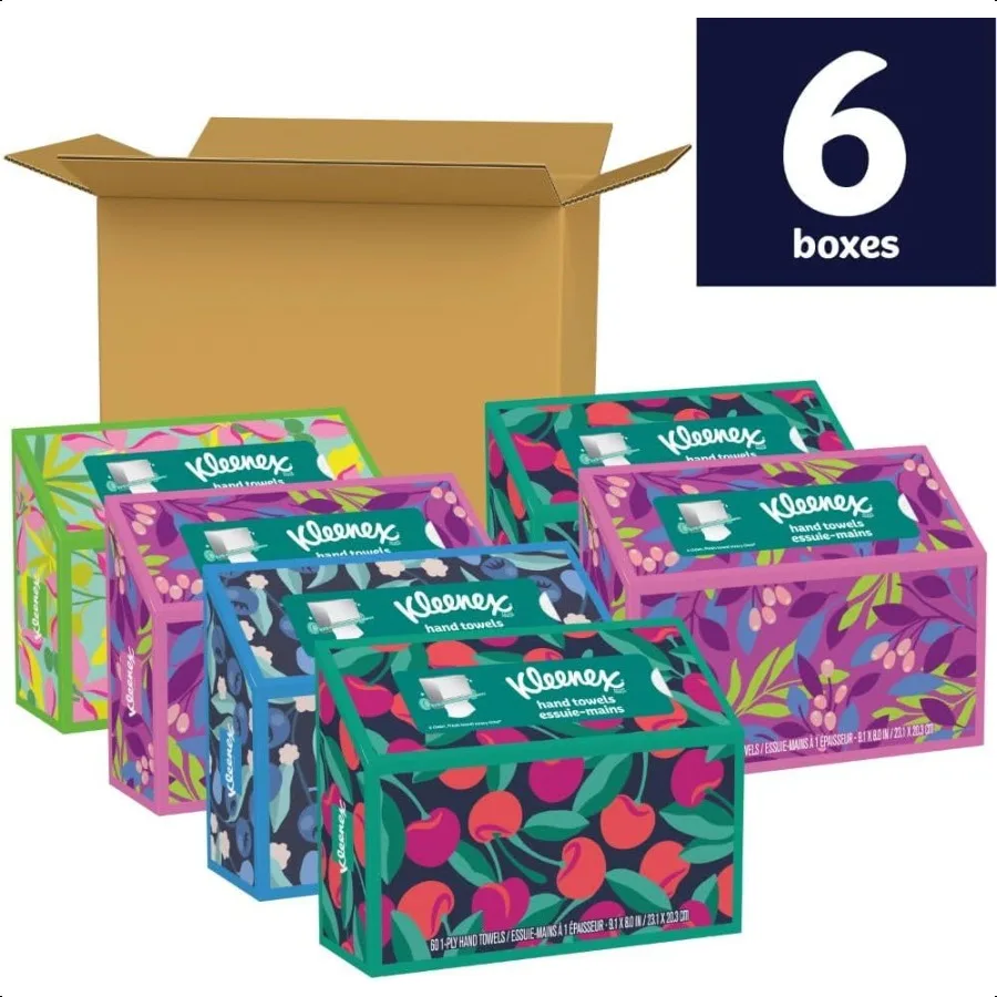 Kleenex  Paper Hand Towels 6 Boxes 60 Tissues per Box 360 Total Tissues Packaging May Vary