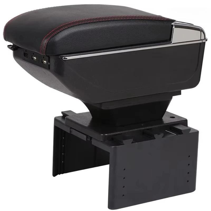 Center Console Organizer Car Armrest Single Double Layer Storage Box With USB Charger Car Accessories New Design Universal Black