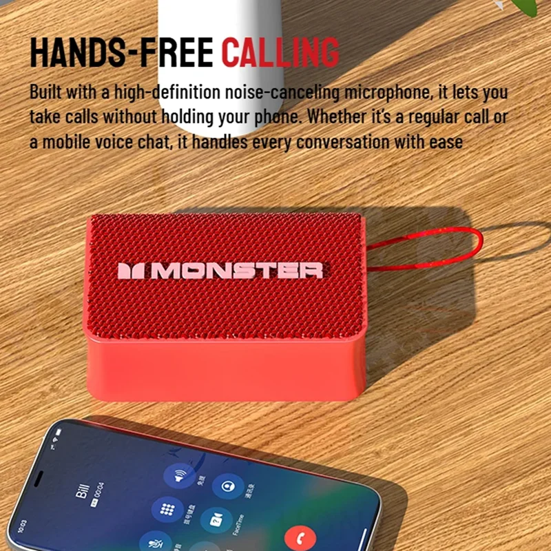 جديد Monster X902 خارجي محمول بلوتوث 5.4 مكبر صوت صغير بلوتوث صندوق الصوت TWS ستيريو الاقتران مكبرات الصوت المحمولة اللاسلكية