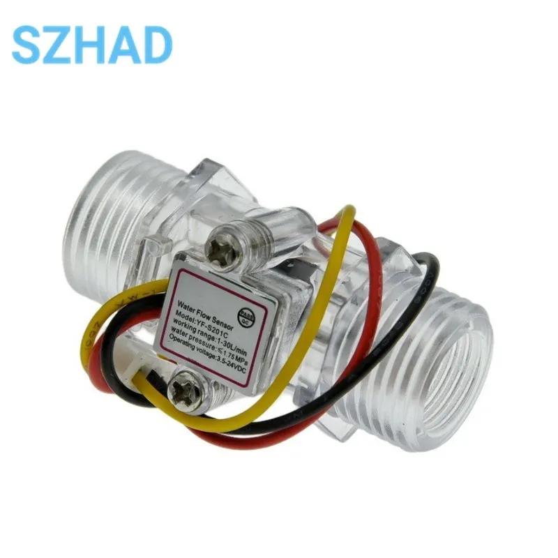 Transparent Black Flow Meter YF-201C Water Flow Sensor Turbine Flow Meter 4 Points Flow Sensor