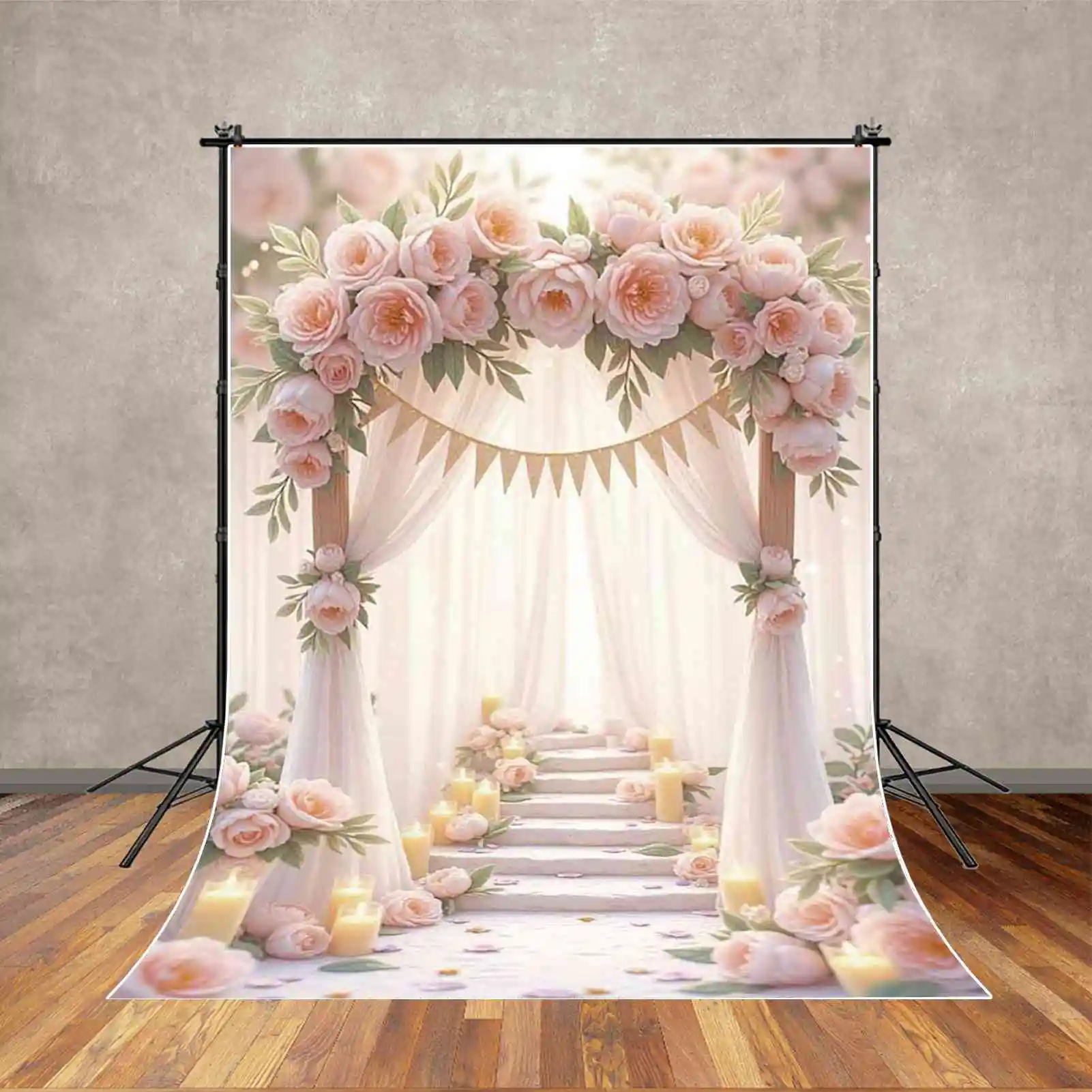 MOON.QG Fairy Forest Flower Arch Curtain Garden Background Photography Wedding Backdrop Girl Birthday Wallpaper Custom Photozone