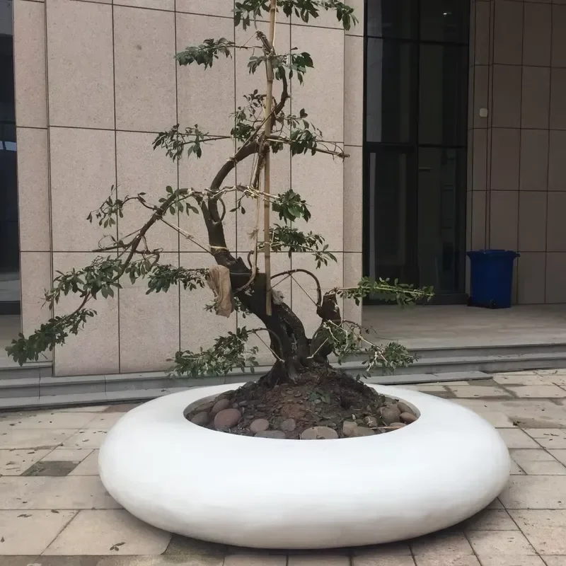 Big Hollow Ring Fiberglass Tree Planter One-Piece Mold FRP Landscape Flower Pot for Lobby Park Mall