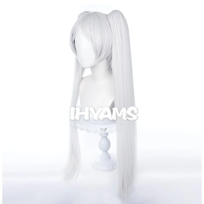 Frieren Cosplay Wig 90cm Long Silver Grey Wig Cosplay Anime Wigs Heat Resistant Synthetic Wigs