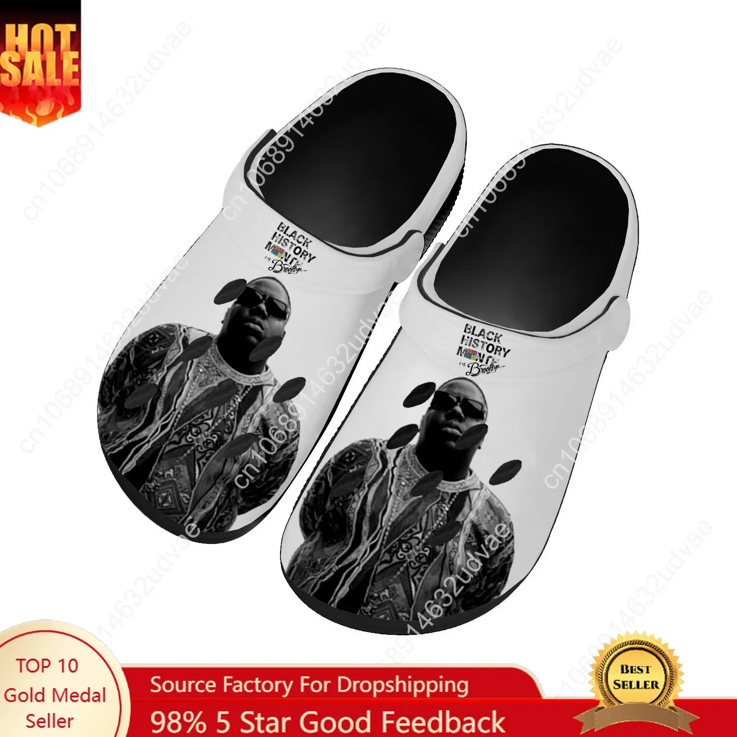 

The Notorious B.I.G Water Shoes Mens Womens Comfortable Home Garden Clogs Customizd Sandals Beach Breathable Hole Slippers