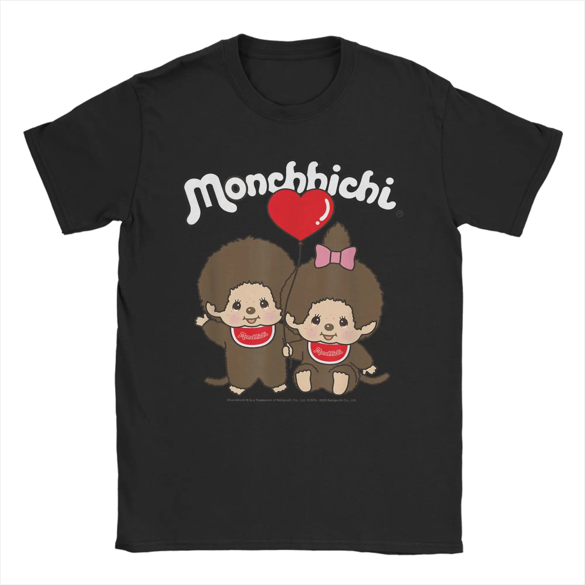 

Хлопковая футболка Monchhichi на День святого Валентина для мужчин, летние повседневные футболки с круглым вырезом, футболка в стиле Харадзюку, одежда большого размера с принтом