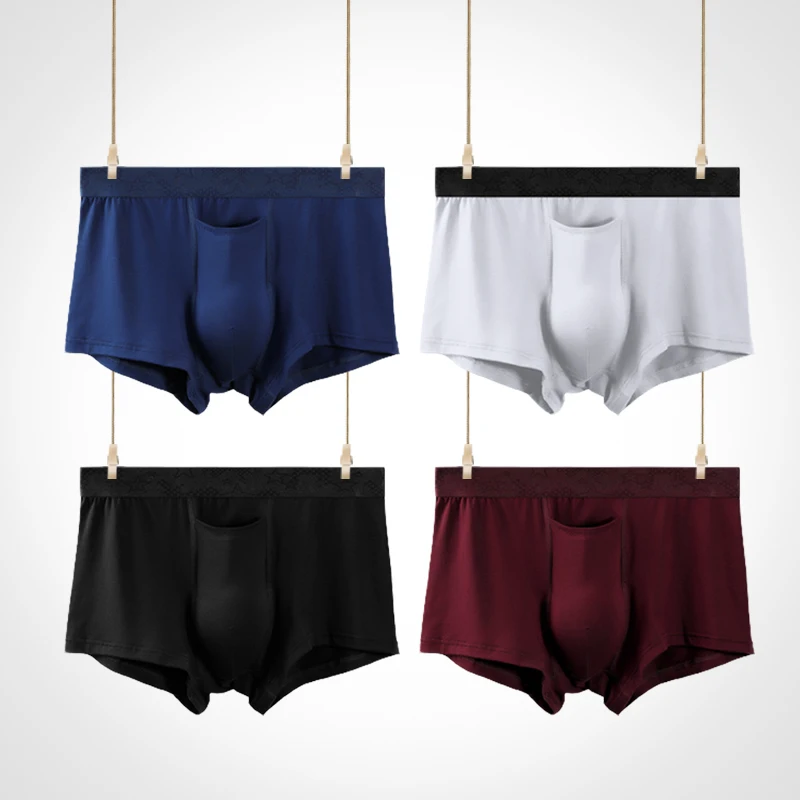 

1 шт., мужские трусы с разрезом, летние дышащие спортивные боксеры из модала, шорты из ледяного шелка, мешок со льдом