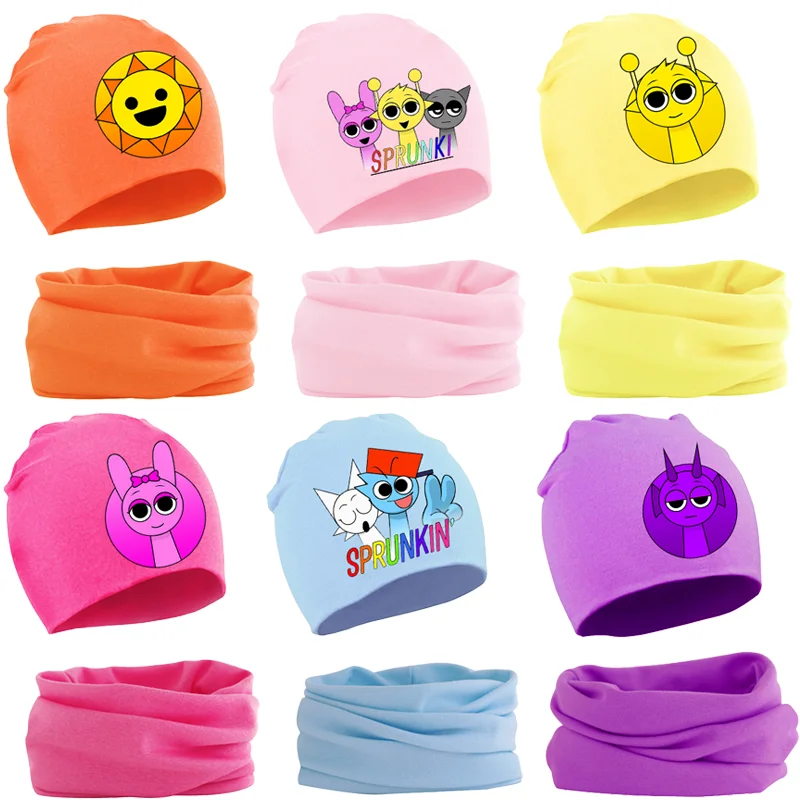 2PCS Baby Sprunki Hat Scarf Child Game Kawaii Lovely Knitted Cap Kids Accessories Boys Girls Winter Warm Windproof Beanie Gifts