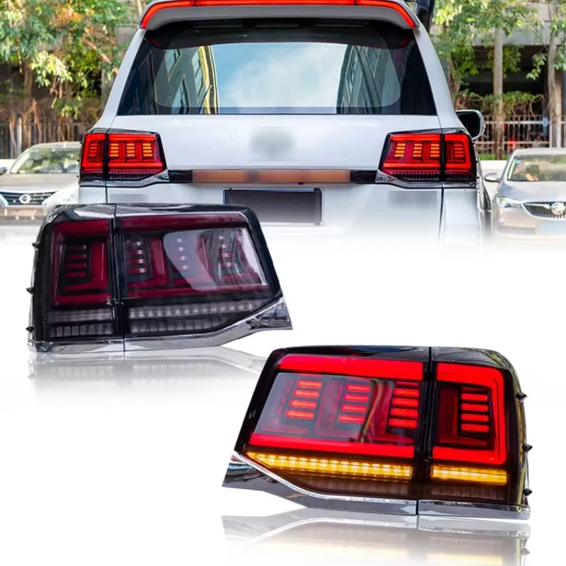 

DK Motion светодиодные задние фонари для Toyota Land Cruiser LC200 2016 2021, новый автомобильный аксессуар с красной линзой, изготовленный из материала ABS