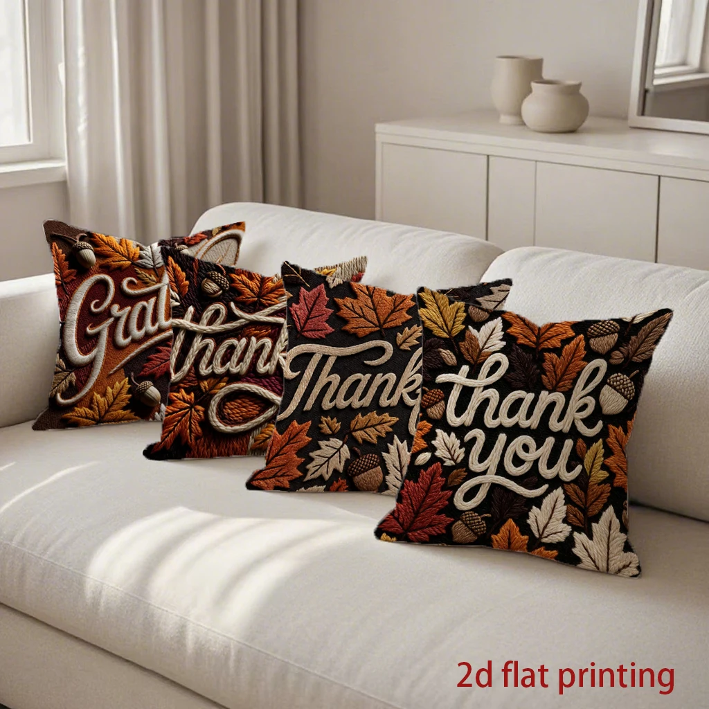 Fall Thanksgiving Throw Pillow Covers Pattern Cushion Cover Suitable for Sofa Bedroom Car Pillow Cover