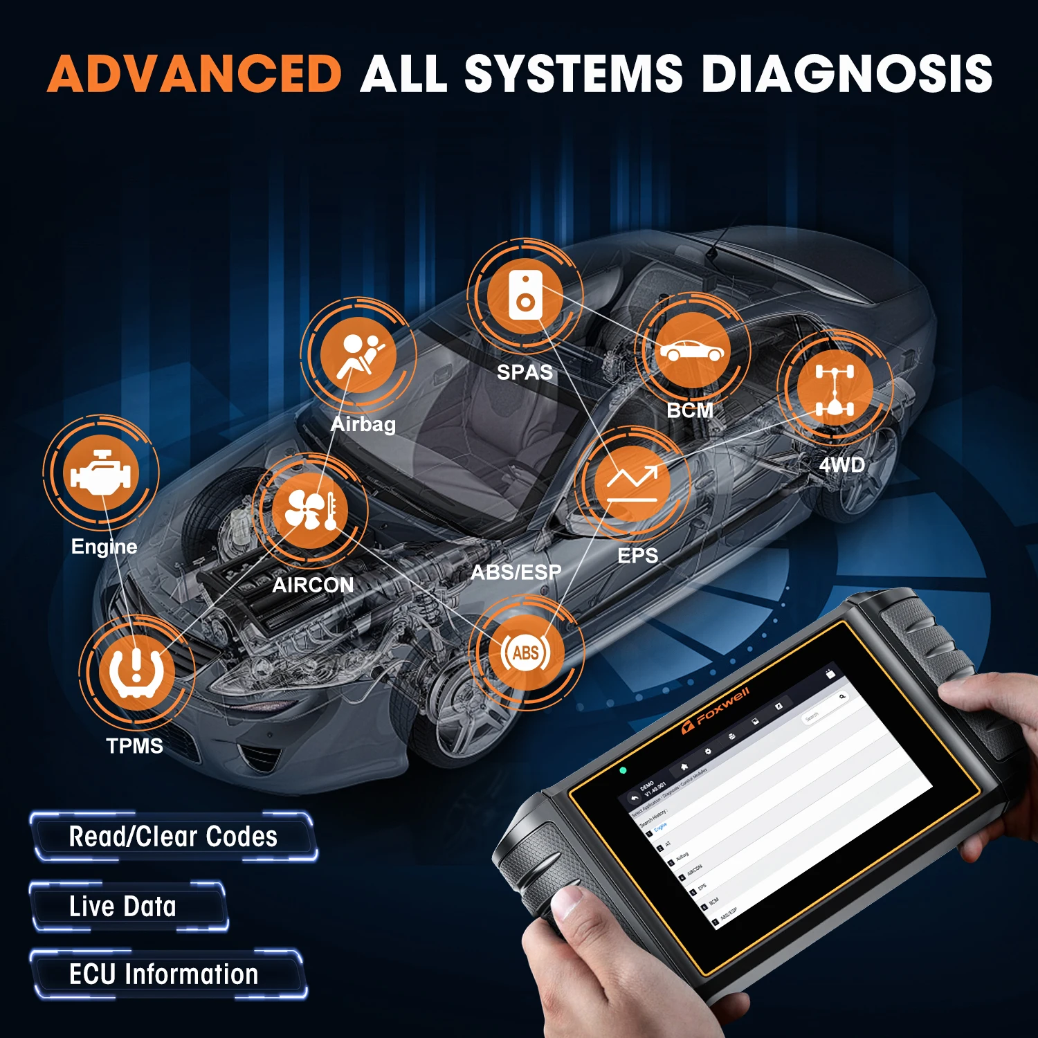 Foxwell NT726 OBD2 Scanner All System Scan Code Reader 12 Reset Service DPF TPMS SAS OBD 2 Car Diagnostic Scan Tool Free Upgrade