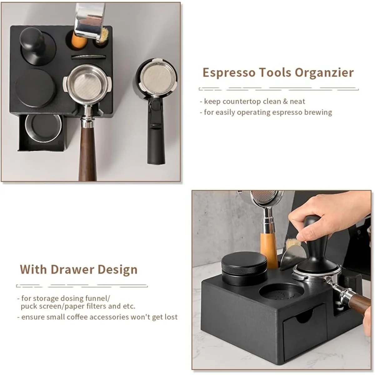 A02V-Espresso Tamping Station Organizer Coffee Tamper Holder for 58mm 54mm 51mm Epsresso Portafilter Coffee Tools Organzier