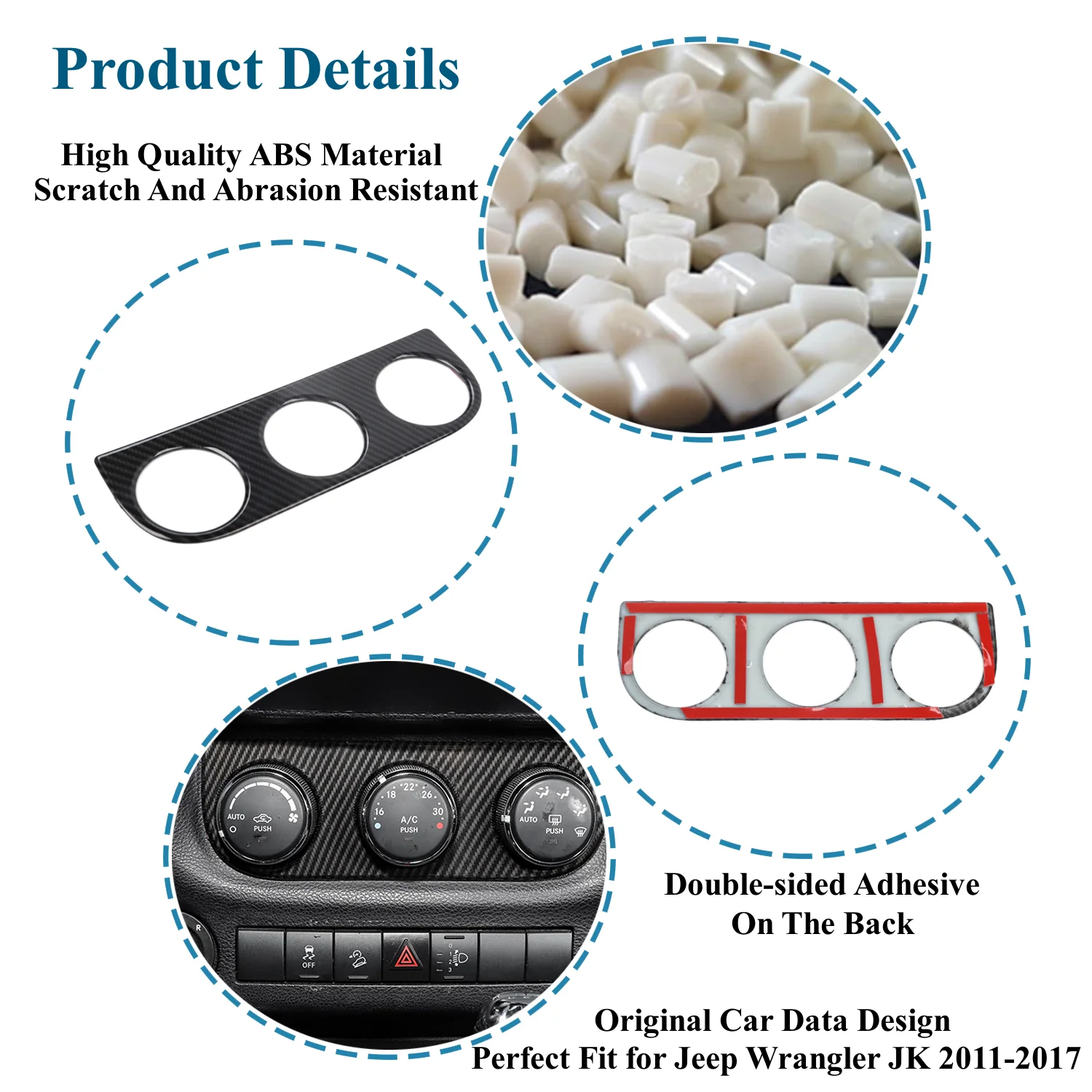 Car Air Condition Adjust Switch Panel Decoration Cover Stickers for Jeep Wrangler JK 2011-2017 Interior Mouldings Accessories