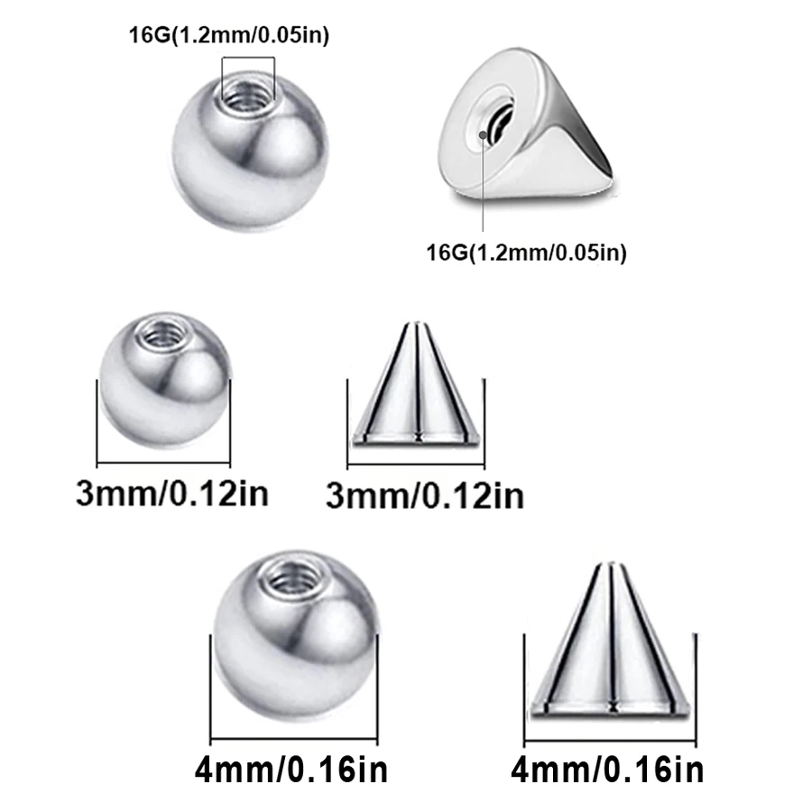 100pcs 16G 3mm 4mm Replacement - Body Jewelry Replacement Ball ulasan dan harga