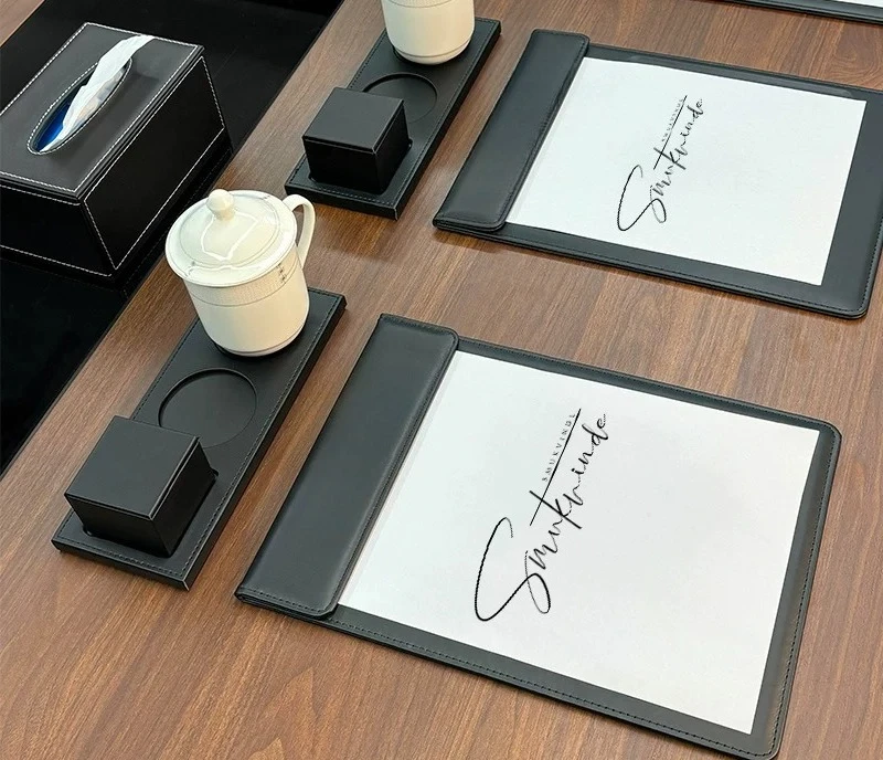 apply to Business Meeting Pad Leather A4 Document Record Writing Hotel Memo Clip Office Meeting Customized Logo