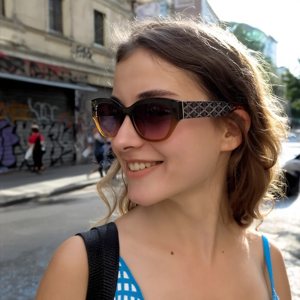 Damskie okulary przeciwsłoneczne typu kocie oko: personalizowany design, gradientowe soczewki, teksturowane zauszniki, moda + funkcja.