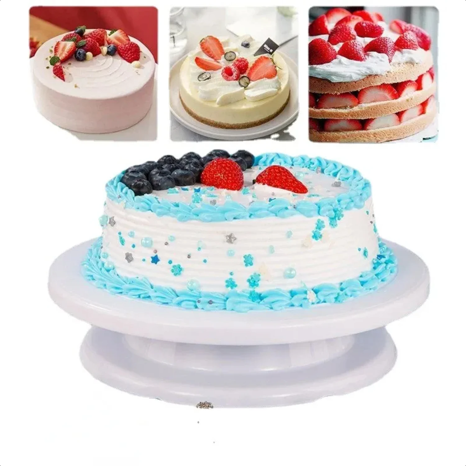 Convenient Anti-skid Professional Round Plastic Cake Turntable Stand for Cake Decorating - Handy Rotating Rotary Table for DIY K