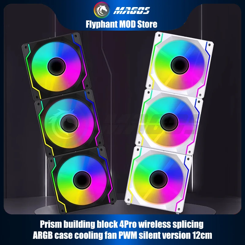 

Computer Case RGB Uni Fan Kit, 12cm ARGB Universal Wireless Connected Mute Water Cooling Radiator Ventilator, Triple Pack