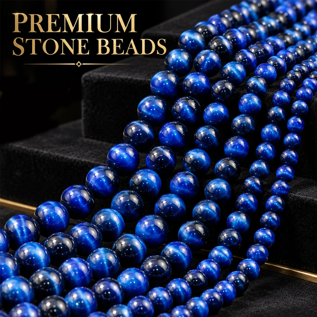 8/10/12mm 16/18/24pcs Stone Stained Glass Tigers Eye Blue Gold For DIY jewelry bracelets necklaces and Accessories