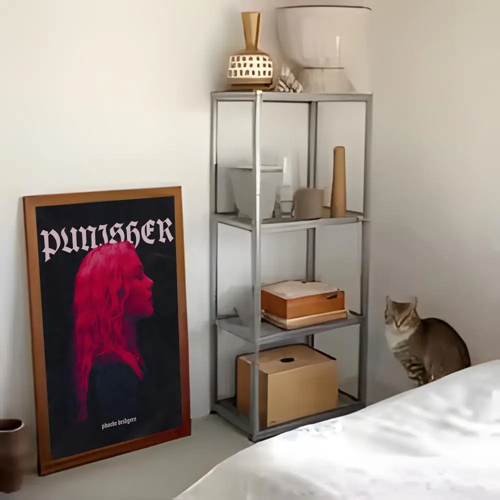 ملصق موسيقى Singer P-Phoebe B-Bridgers عالي الدقة مقاوم للماء ملصق فني: ديكور جداري جمالي شريط منزلي والمزيد