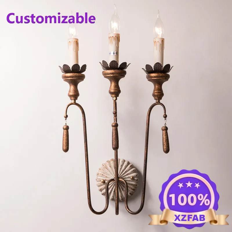 Factory Direct 2026 American country retro wood wall lamp living room dining room bedroom corridor staircase hotel villa wall