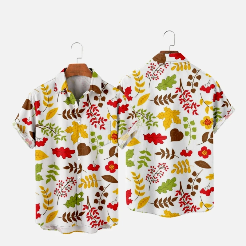 

Men's Hawaiian T-Shirt For Women Fruits Leaves Pattern 3D Printed Y2K Hombre Fashion Shirt Casual Beach Oversized Clothes 8