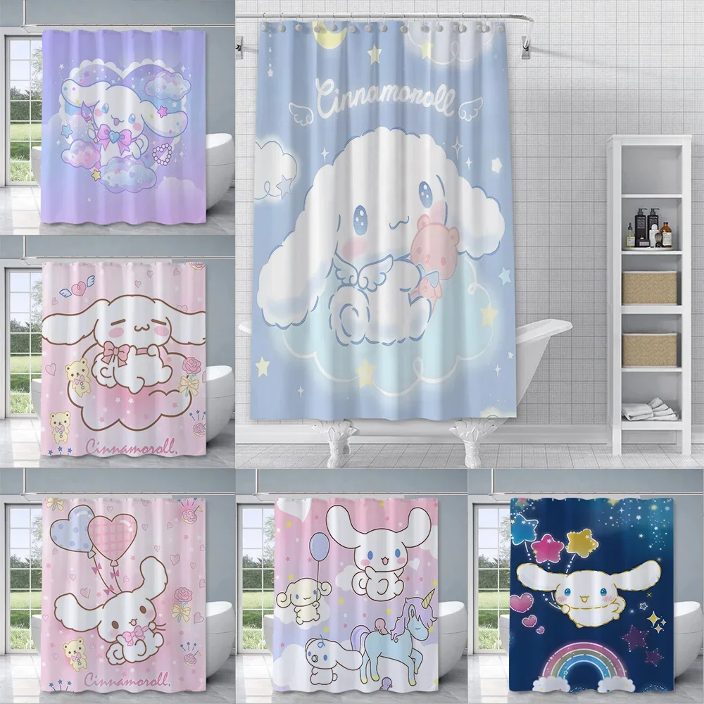 Leuke Cinnamoroll Douchegordijn Waterdicht Polyester Stof Verf Kleurrijke Badgordijnen Thuis Badkamer Decor Gordijn Met Haak