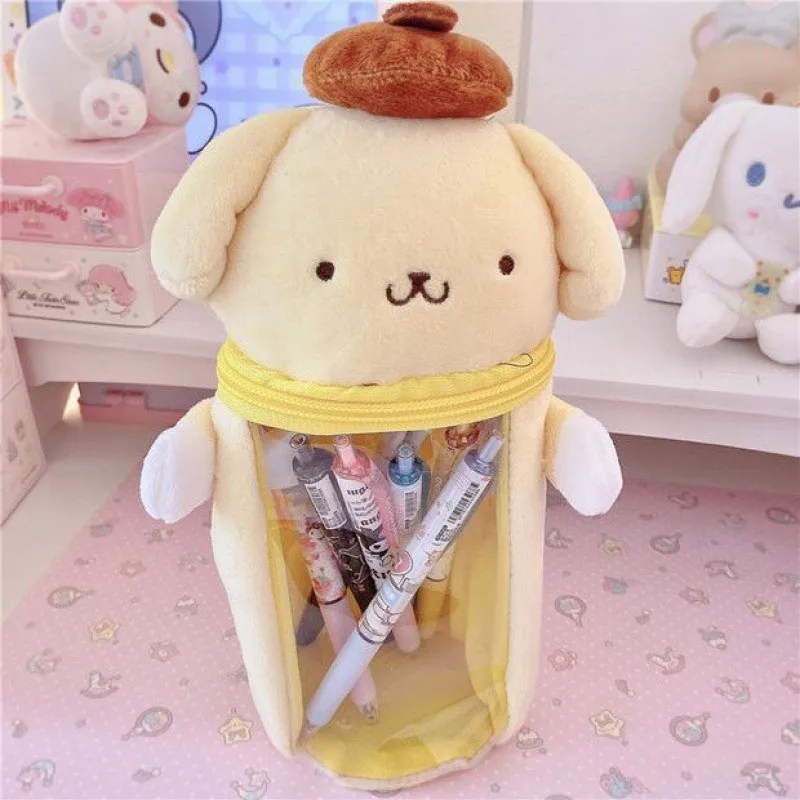 2024 Kuromi Cinnamoroll Plush Pencil Case My Melody Pompom Purin Cartoon Plush Doll Anime Pen Holder Box Toys For Girls Gift