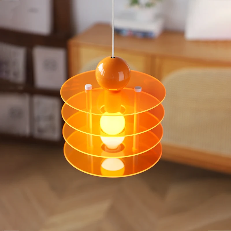 Colorful Acrylic Flying Saucer Chandelier Modern Children's Room Cute Atmosphere Light LED Bedroom Bedside Decorative Light