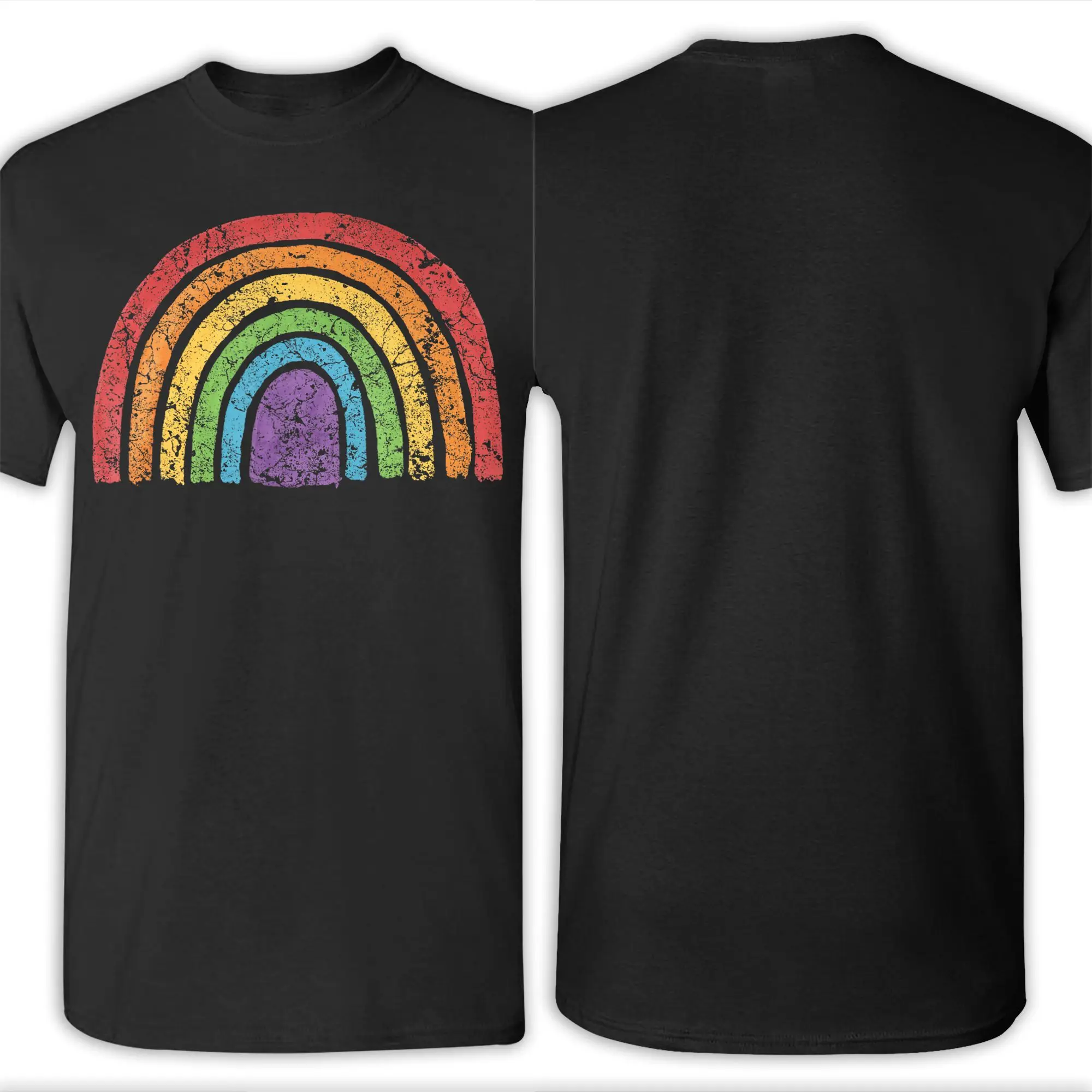 LGBT Pride Rainbow Flag Gay Awareness Ally Vintage Classic Graphic 100% Cotton T-Shirt Tops Tees For Men view 6