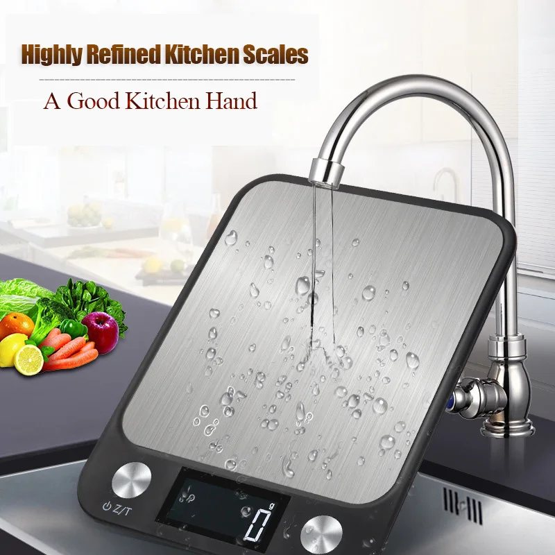 

Kitchen Scale 15Kg/1g Weighing Food Coffee Balance Smart Electronic Digital Scales Stainless Steel Design for Cooking and Baking