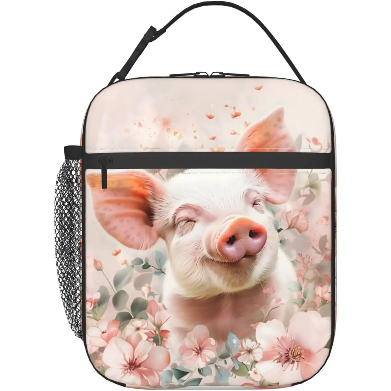 

Ланч-бокс с цветочным рисунком свиньи для женщин и мужчин, изолированный ланч-бокс, многоразовая сумка для обеда для офисной работы, пикника, путешествий