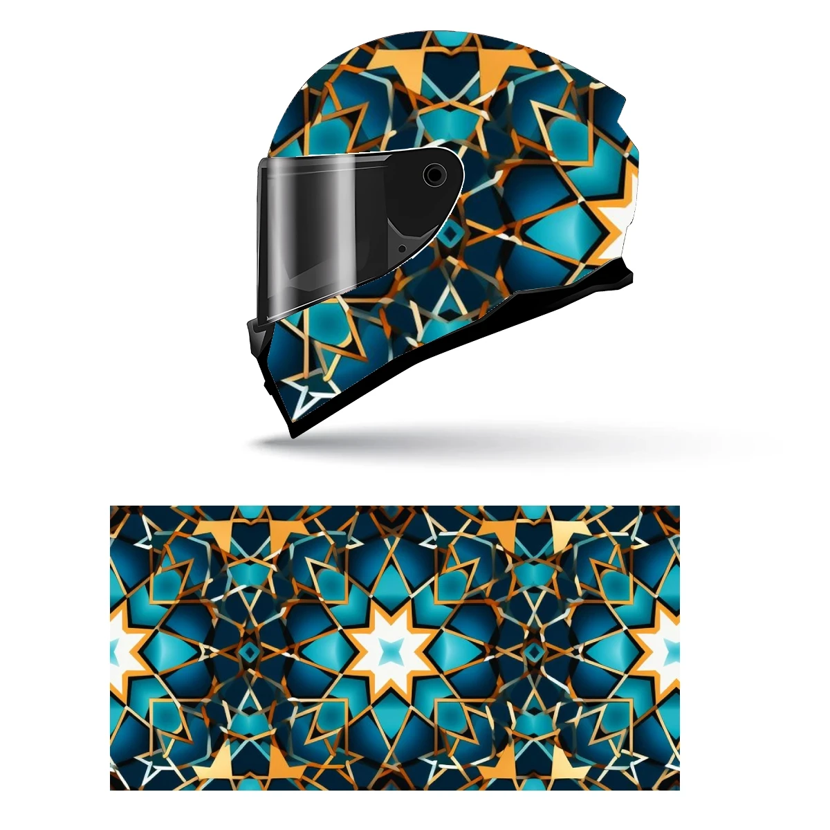 Abstract Geometric Islamic Art Full Helmet Wrap Sticker Motorcycle Helmet Racing Graphic Decal Vinyl Wrap Helmet Decor Sticker