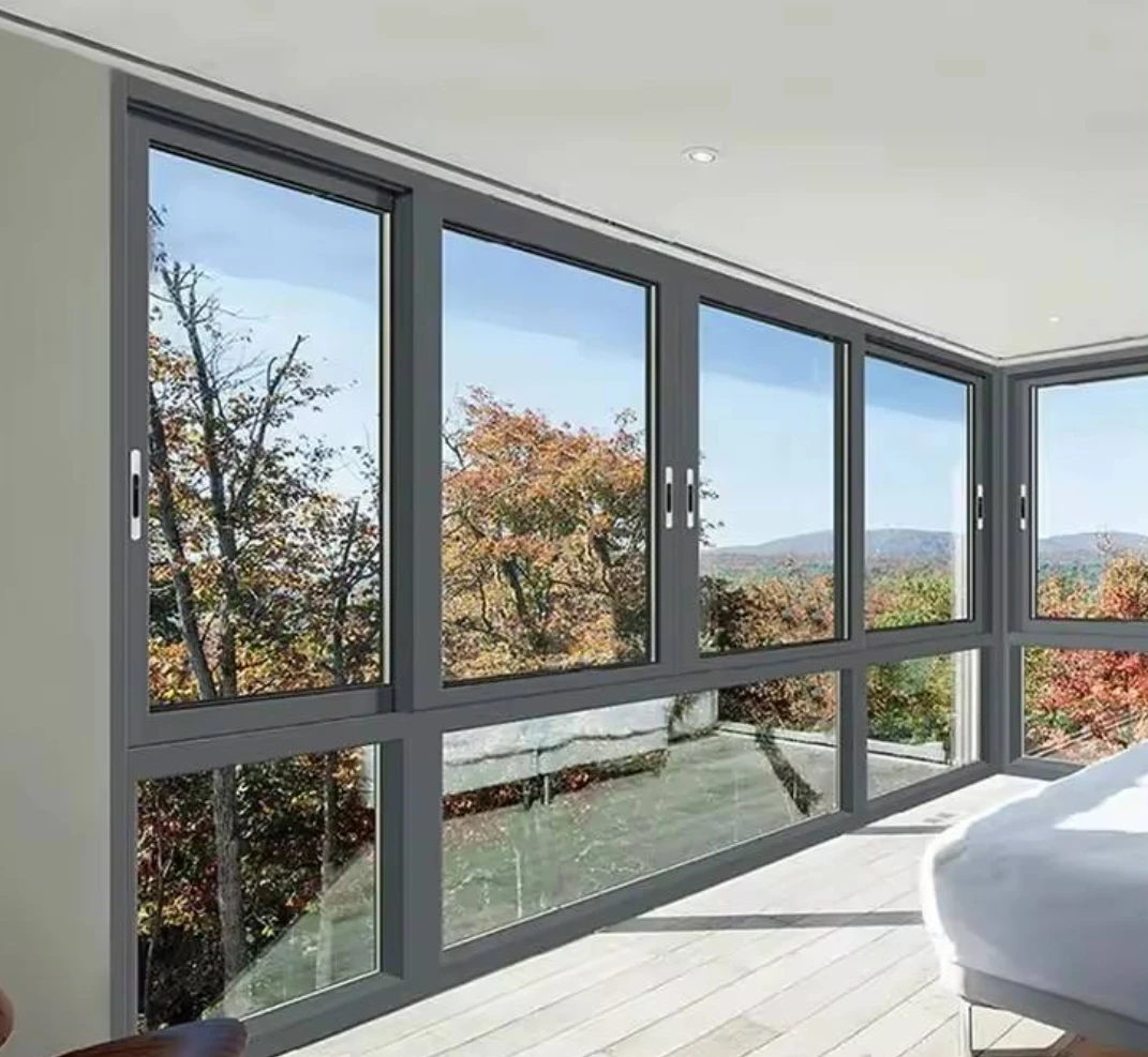 Factory Cheap Double Glazed Sliding Windows Low-E Glass Aluminum Sliding Windows Soundproof Double Glazed Thermal Break Windows