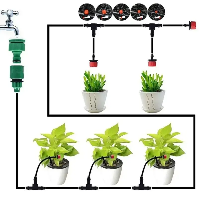 Drip Irrigation System Automatic Watering Garden Hose Micro Drip Watering Kits Adjustable Nozzle Garden Supplies System Water