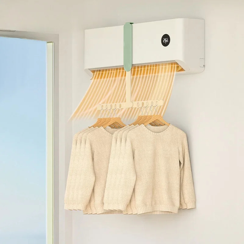 Portable Foldable Travel Hanger T Type Folding Clothes Drying Rack Travel Hangers Hanging Rack Air-Conditioner Clothes Hanging