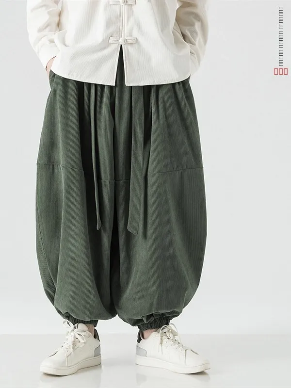 

Loose Men's Corduroy Lantern Pants Spring Autumn Large Size Trousers Harlan Carrot Leg Pants Wide Leg Casual Trousers
