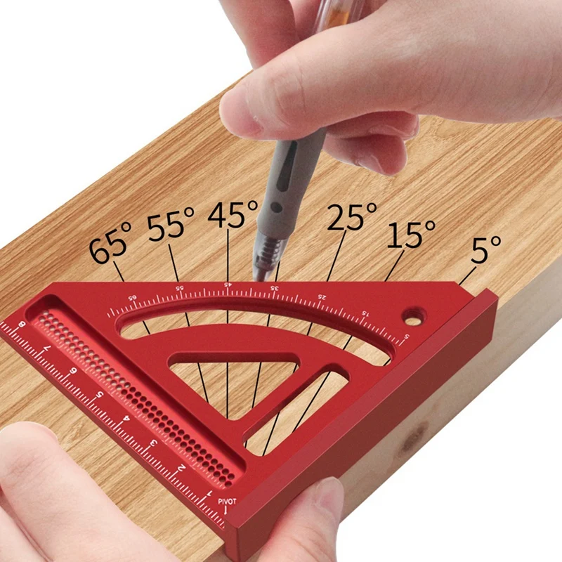 HOT SALE Multi Angle Measuring Ruler,Woodworking Square Protractor,Aluminum Miter Triangle Ruler,Precision Layout Measuring Tool