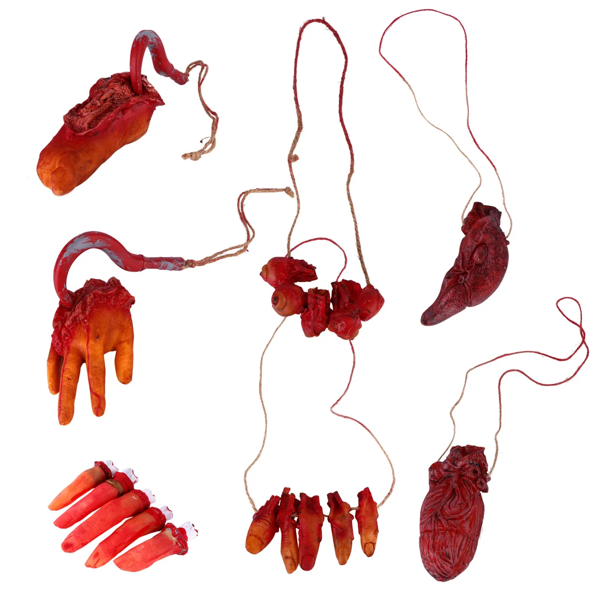 

7 pcs Broken Foot Hanging Chain Broken H Prop Decorations Halloween Props Realistic SuitableHauntedHouse Party Toy
