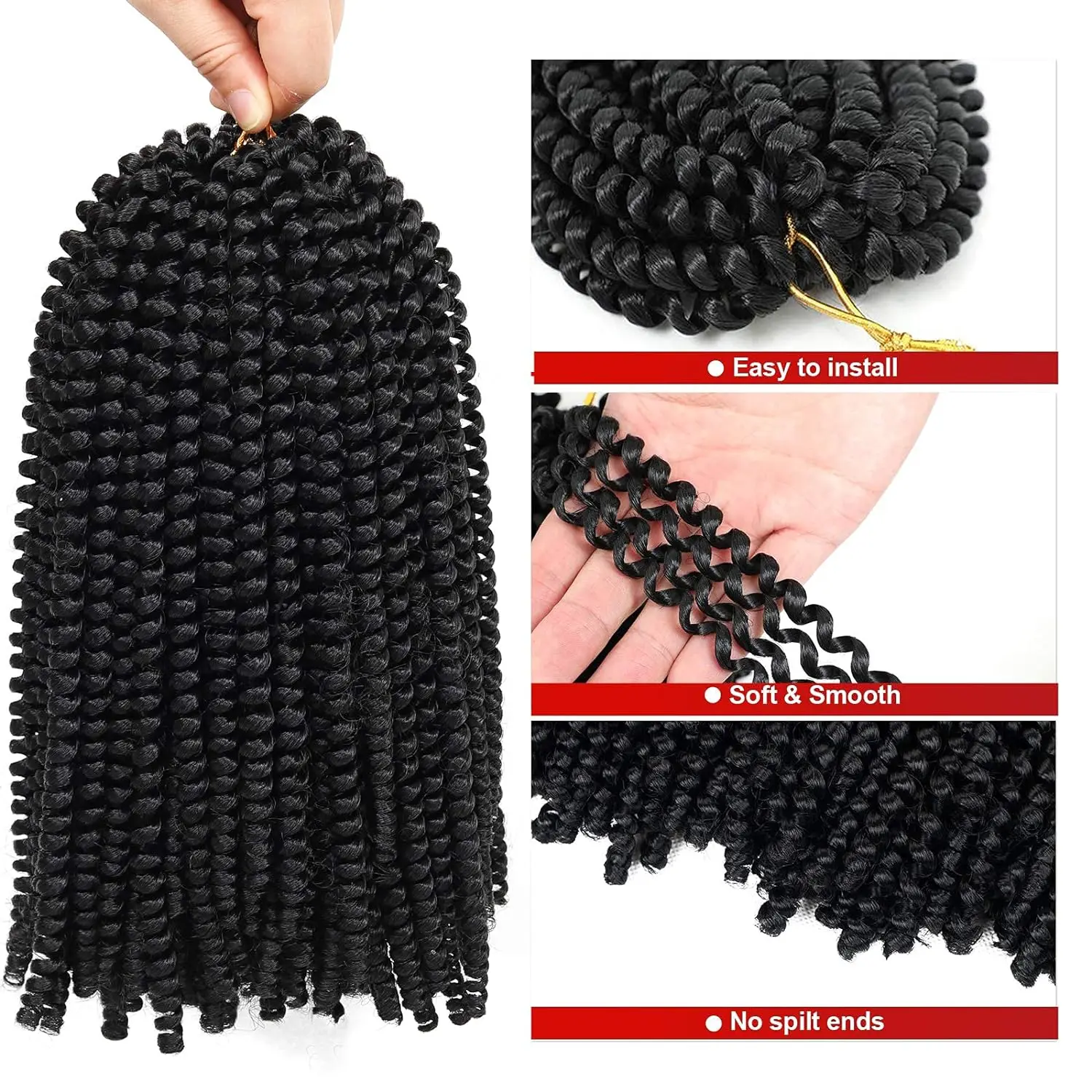 Tereshar Synthetic 1pcs Spring Twist Hair Fluffy Spring Twist Crochet Hair Passion Twist Crochet Hair Braiding Hair Extensions