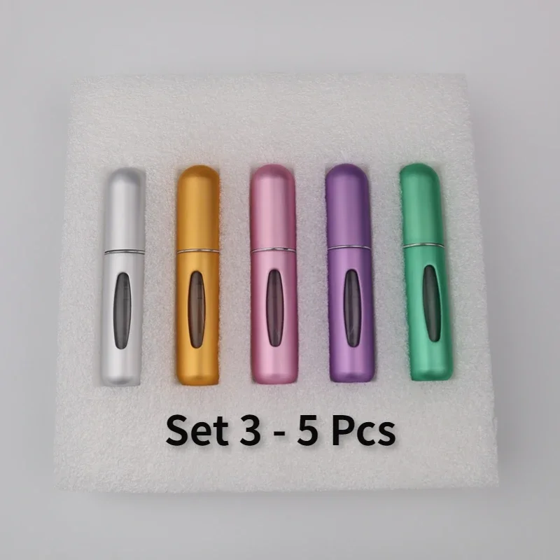 Five-piece set of 5ml portable refillable perfume spray atomizer bottles