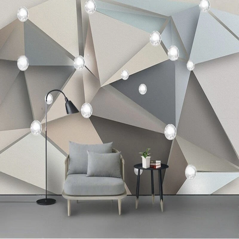 

Настенная роспись по индивидуальному заказу, современные обои с 3D стерео геометрическим узором, креативный дизайн для ТВ-фона, стены, украшения дома