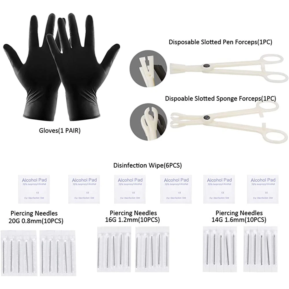 80 قطعة الفولاذ المقاوم للصدأ ثقب المجوهرات عدة الإبر المشابك الأنف الدائري الشفاه اللسان الزنمة الغضروف اللولب Daith الحاجب الحلمة أداة