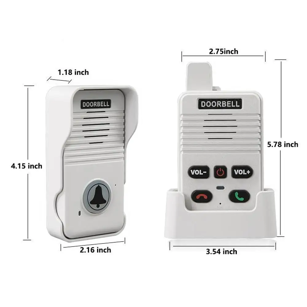 Wireless Hand-Free Doorbell Intercom 700ft Range Two-Way Communication Call Answer Home Office  Older People Long Range Notice