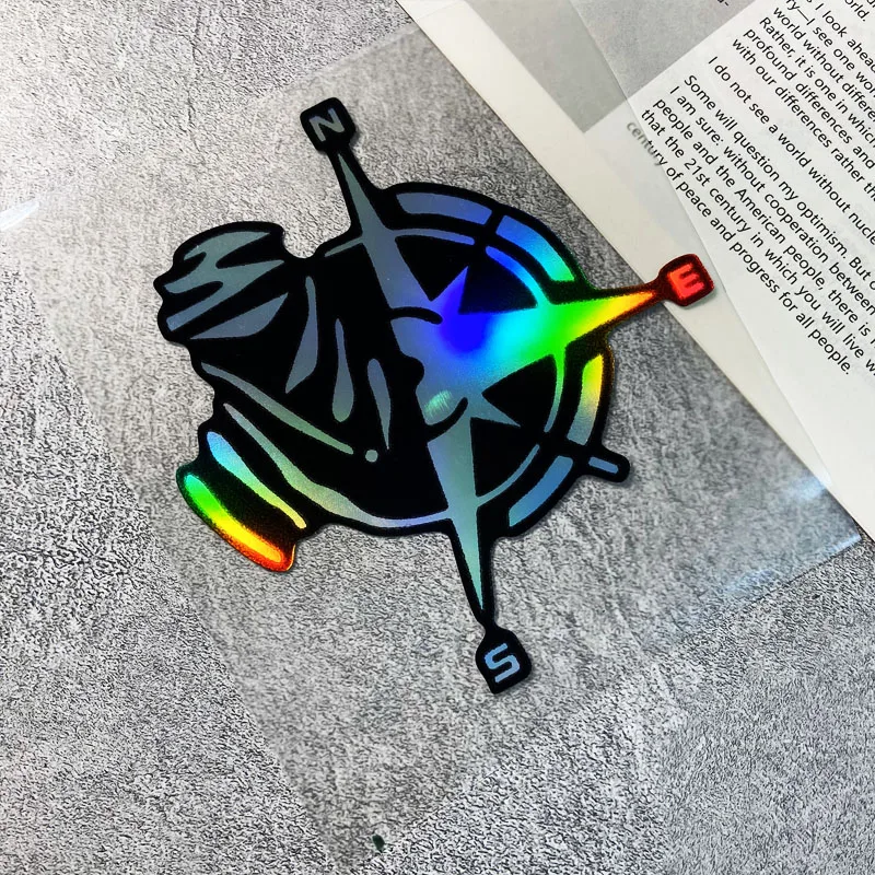 1PC Compass Pattern Vinyl Sticker 13X12CM, Waterproof Decal for Motorcycle Fuel Tank Helmet Electric Scooter Storage Box Decor view 2