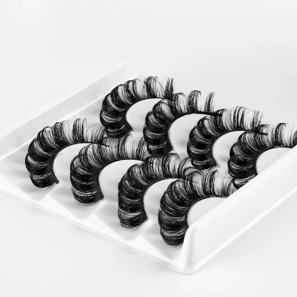 4 Pairs D Curl Lashes 3D Fluffy False Eyelashes Reusable Volume Eyelash Extensions Daily Party Makeup Lashes