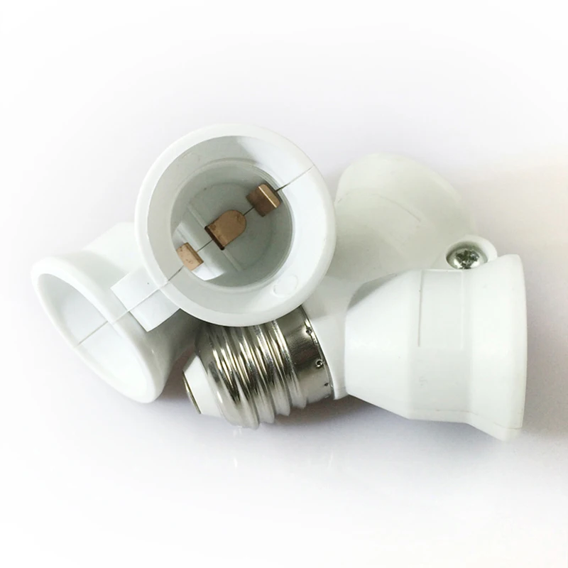 Base de luz LED con tornillo E27, enchufe de bombilla E27 a 2-E27, adaptador divisor, portalámparas E27